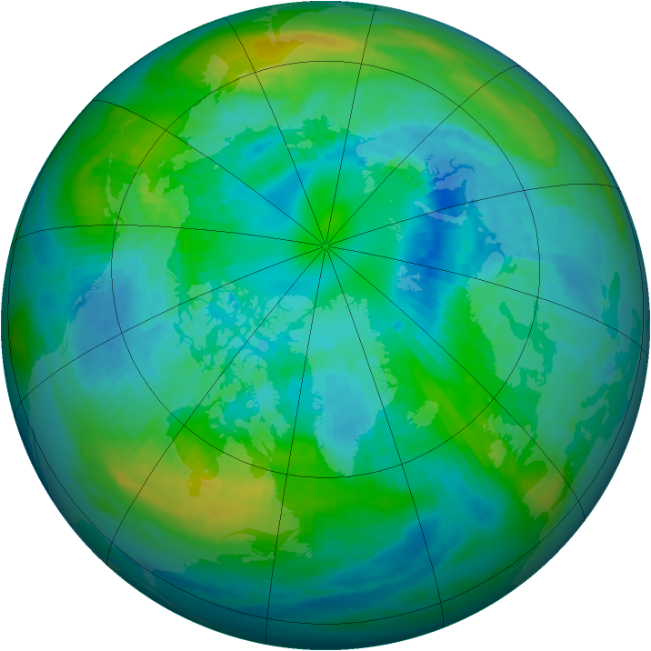 Arctic ozone map for 10 October 1987